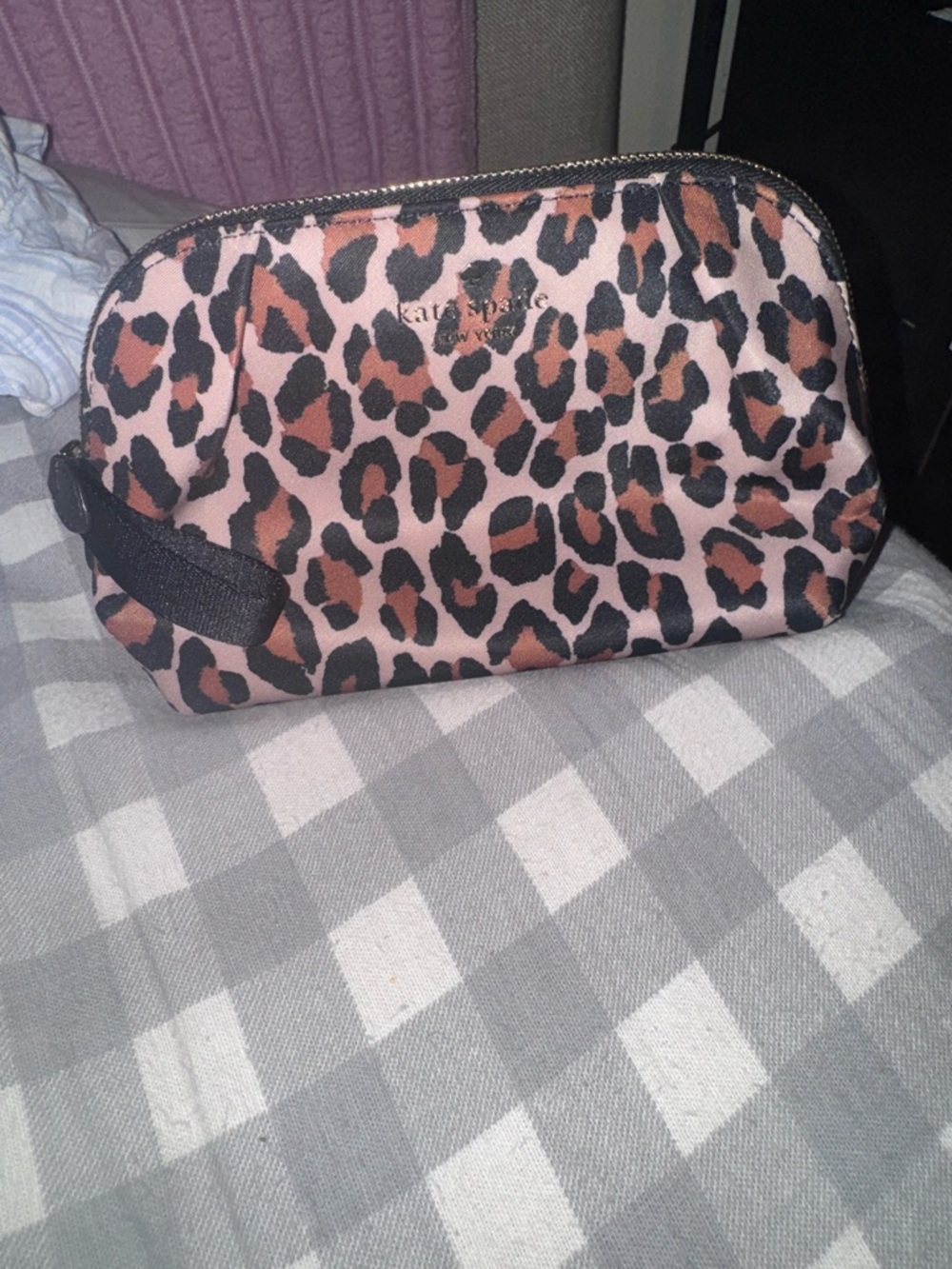 kate spade beige and Brown Leopard-Print Zip Cosmetic Pouch New w/out tags